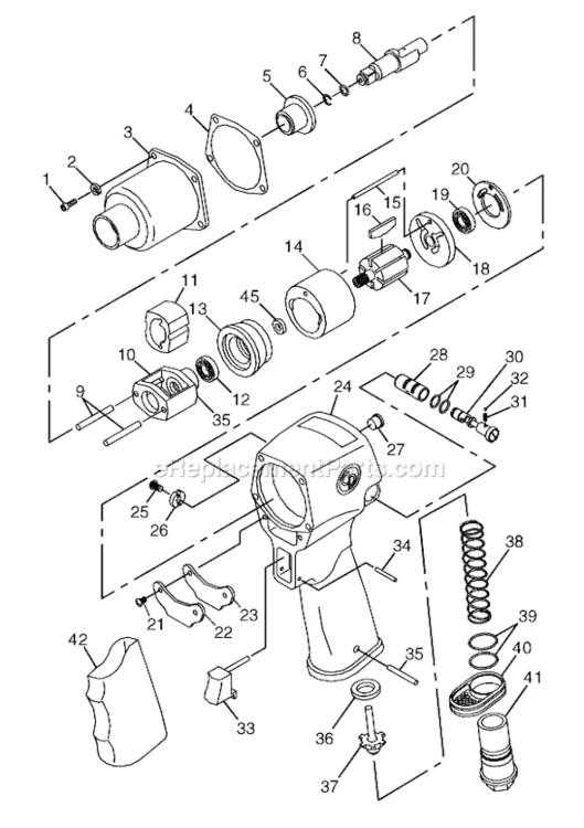 Page A Diagram and Parts List for CP727 T025135 Chicago Pneumatic Wrench